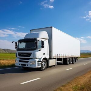 Cargo truck on sunny day AI generated image